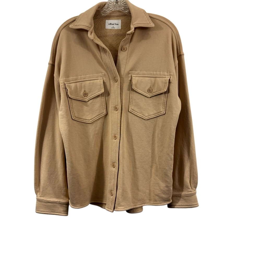 Wilfred Free Aritzia The Organic Cotton Shirt Jacket Shacket Beige Oversized XS - Picture 1 of 12